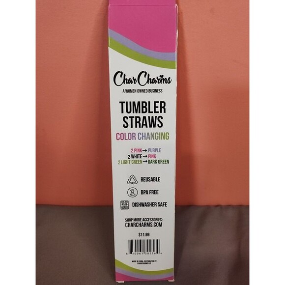 CharCharms Color Changing Tumbler Straws 6 Pack - Picture 2 of 2